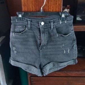 BDG black denim shorts